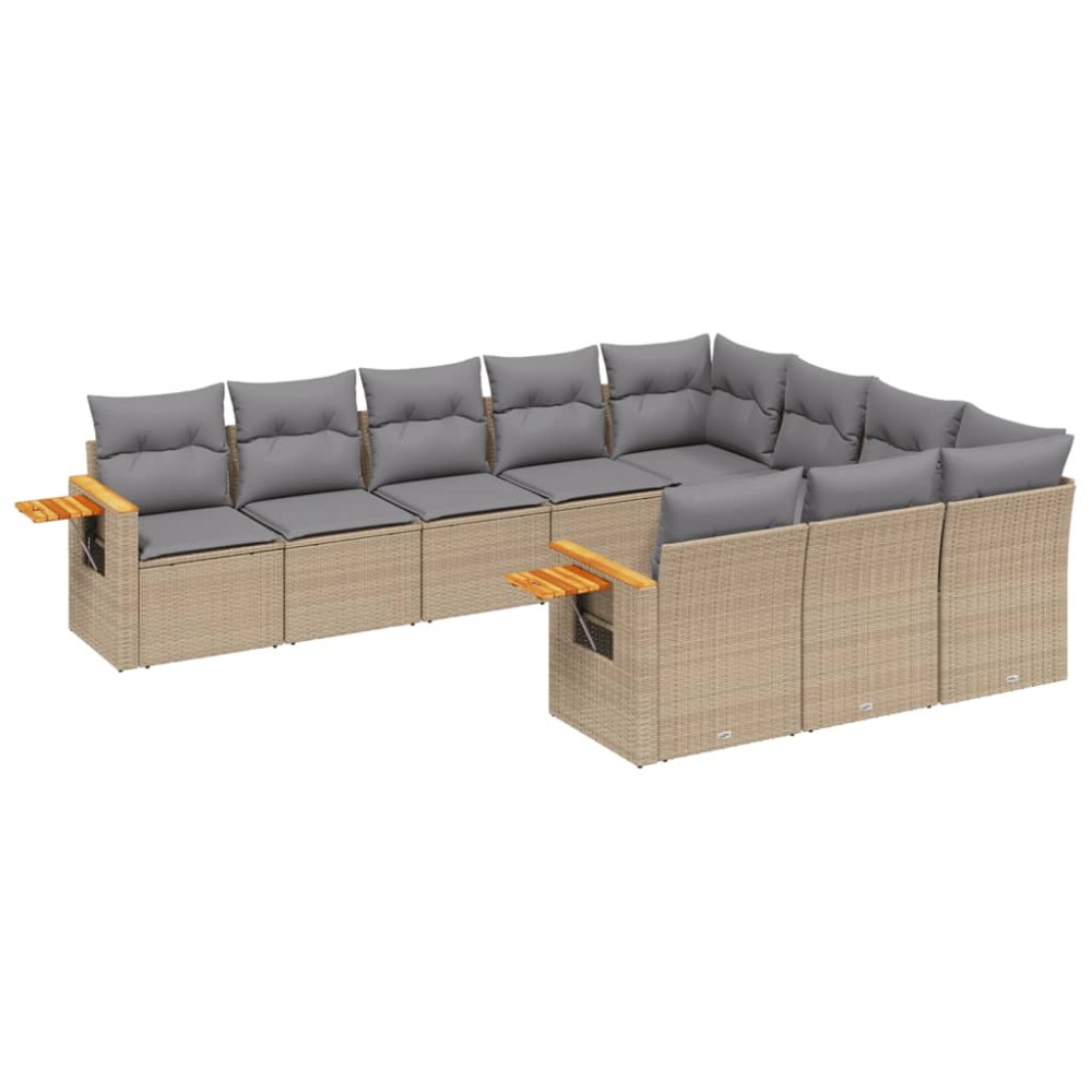 vidaXL Set canapele de grădină cu perne, 10 piese, bej, poliratan
