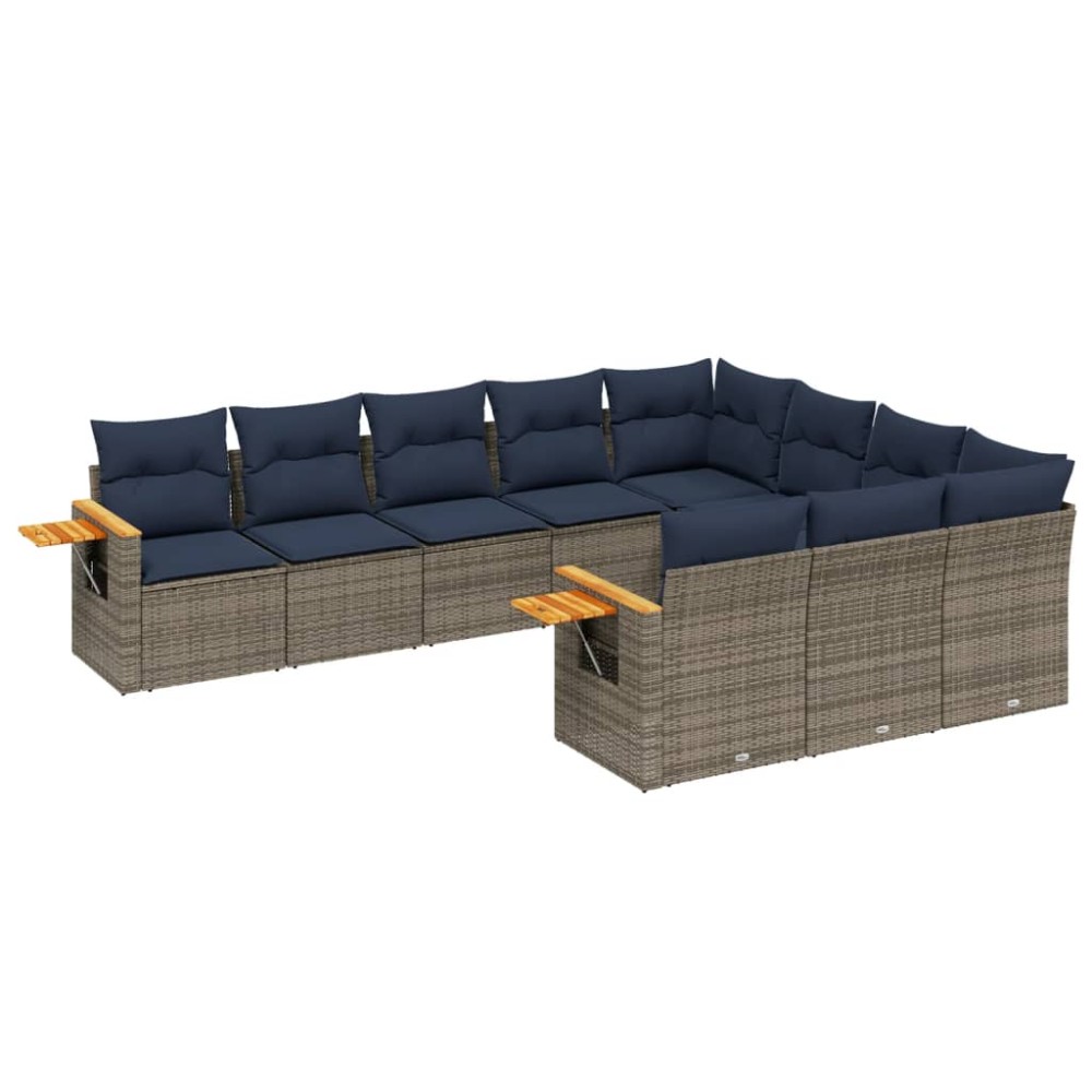vidaXL Set canapele de grădină cu perne, 10 piese, gri, poliratan