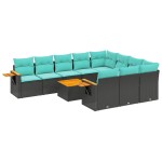 vidaXL Set canapele de grădină cu perne, 11 piese, negru, poliratan vidaXL Set canapele de grădină cu perne, 11 piese, negru, poliratan