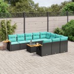 vidaXL Set canapele de grădină cu perne, 11 piese, negru, poliratan vidaXL Set canapele de grădină cu perne, 11 piese, negru, poliratan