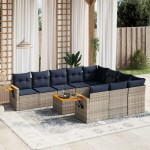 vidaXL Set canapele de grădină cu perne, 11 piese, gri, poliratan vidaXL Set canapele de grădină cu perne, 11 piese, gri, poliratan