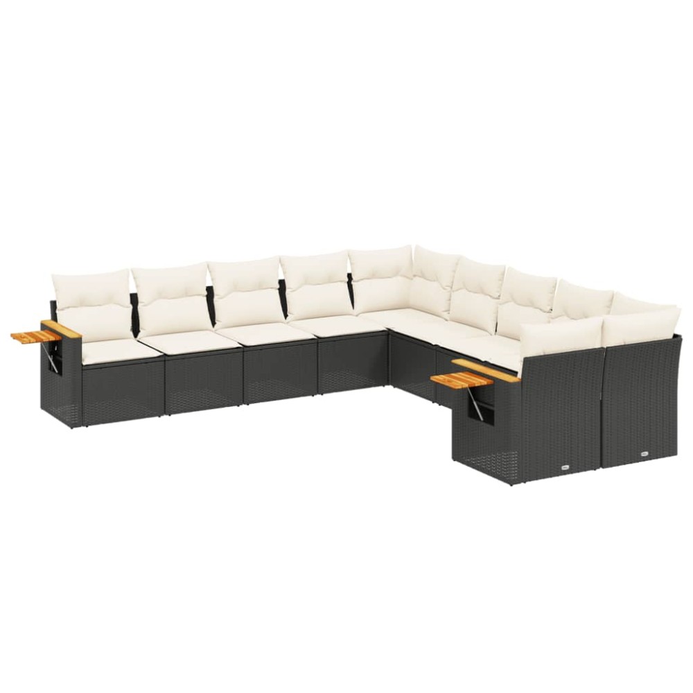 vidaXL Set canapele de grădină cu perne, 10 piese, negru, poliratan