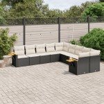 vidaXL Set canapele de grădină cu perne, 10 piese, negru, poliratan vidaXL Set canapele de grădină cu perne, 10 piese, negru, poliratan