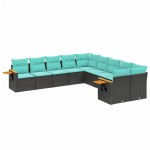 vidaXL Set canapele de grădină cu perne, 10 piese, negru, poliratan vidaXL Set canapele de grădină cu perne, 10 piese, negru, poliratan