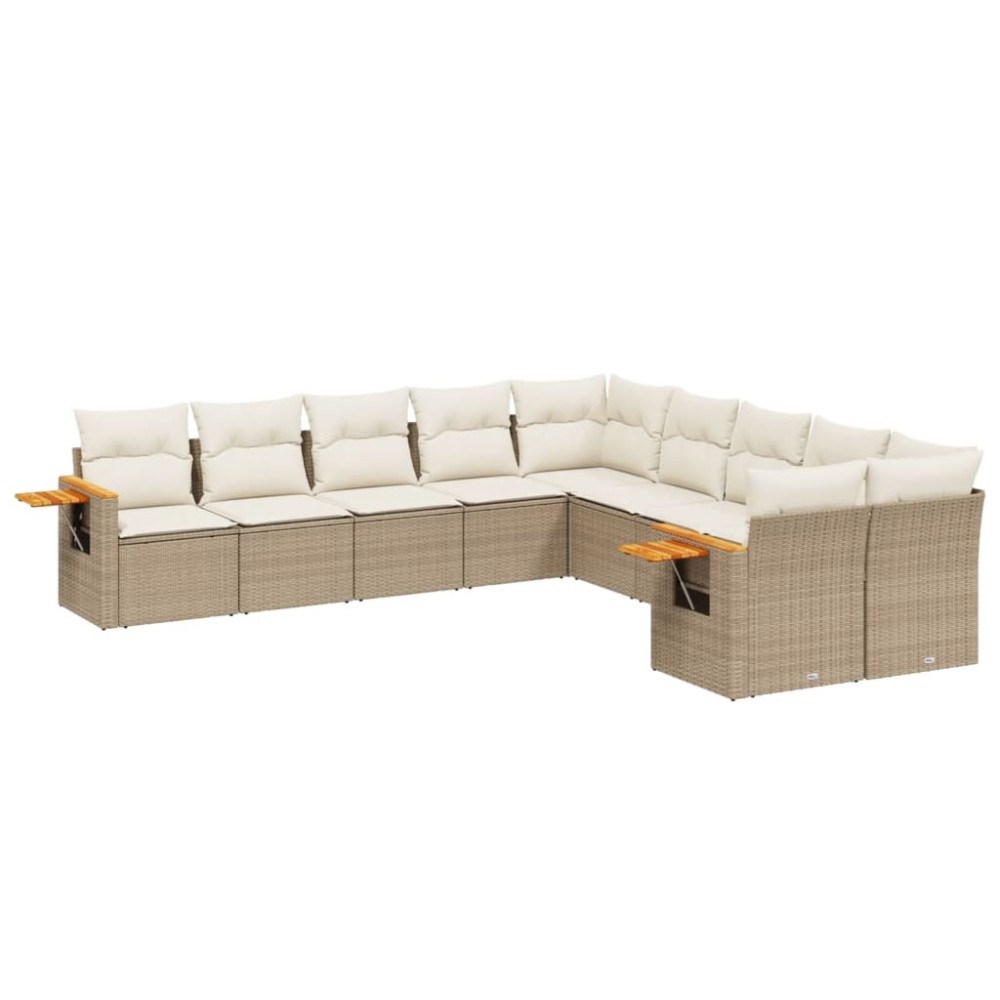 vidaXL Set canapele de grădină cu perne, 10 piese, bej, poliratan