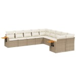 vidaXL Set canapele de grădină cu perne, 10 piese, bej, poliratan