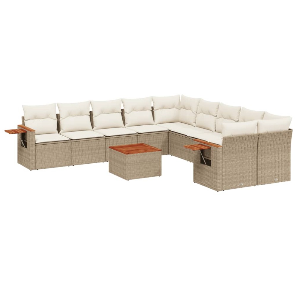 vidaXL Set canapele de grădină cu perne, 11 piese, bej, poliratan