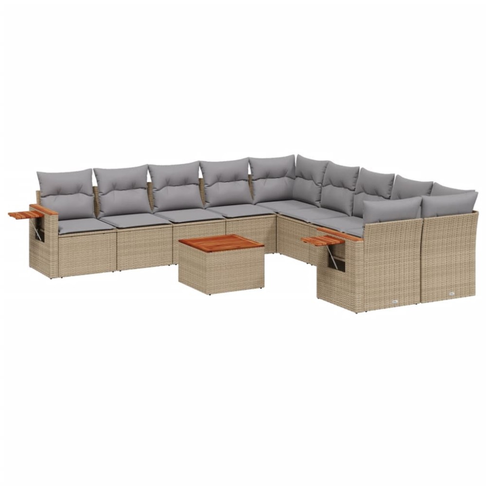 vidaXL Set canapele de grădină cu perne, 11 piese, bej, poliratan