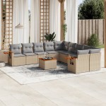vidaXL Set canapele de grădină cu perne, 11 piese, bej, poliratan vidaXL Set canapele de grădină cu perne, 11 piese, bej, poliratan