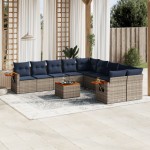 vidaXL Set canapele de grădină cu perne, 11 piese, gri, poliratan vidaXL Set canapele de grădină cu perne, 11 piese, gri, poliratan