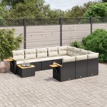 vidaXL Set canapele de grădină cu perne, 11 piese, negru, poliratan vidaXL Set canapele de grădină cu perne, 11 piese, negru, poliratan