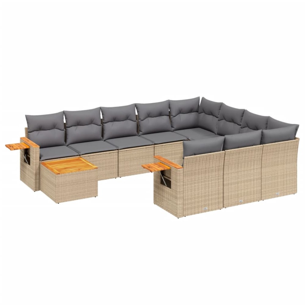 vidaXL Set canapele de grădină cu perne, 11 piese, bej, poliratan