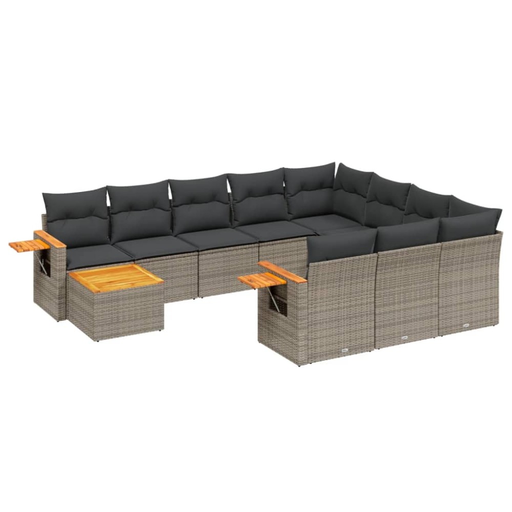 vidaXL Set canapele de grădină cu perne, 11 piese, gri, poliratan