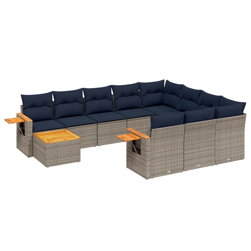 vidaXL Set canapele de grădină cu perne, 11 piese, gri, poliratan