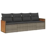 vidaXL Set canapea de grădină cu perne, 4 piese, gri, poliratan vidaXL Set canapea de grădină cu perne, 4 piese, gri, poliratan