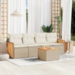 vidaXL Set canapele de grădină cu perne, 5 piese, bej, poliratan vidaXL Set canapele de grădină cu perne, 5 piese, bej, poliratan