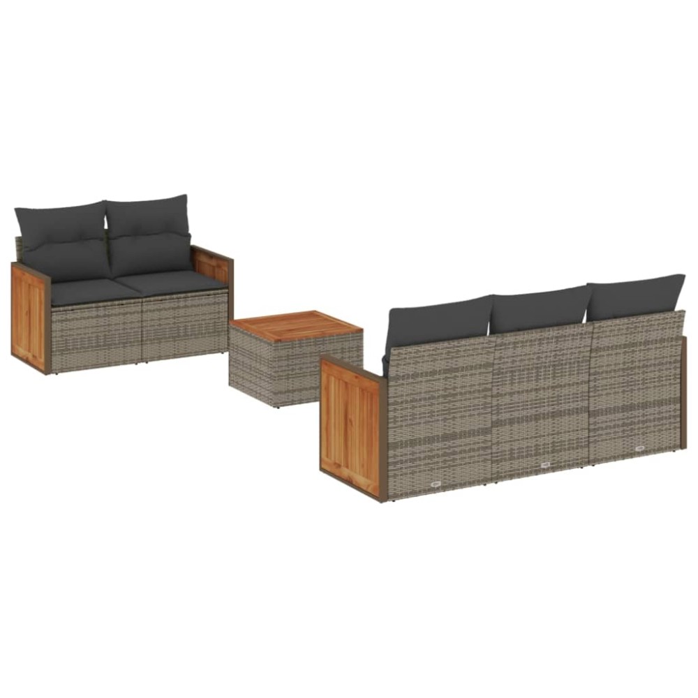 vidaXL Set mobilier grădină cu perne, 6 piese, gri, poliratan