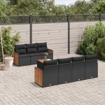 vidaXL Set mobilier de grădină cu perne, 8 piese, negru, poliratan vidaXL Set mobilier de grădină cu perne, 8 piese, negru, poliratan