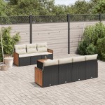 vidaXL Set mobilier de grădină cu perne, 8 piese, negru, poliratan vidaXL Set mobilier de grădină cu perne, 8 piese, negru, poliratan