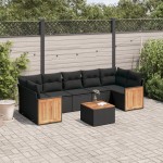 vidaXL Set mobilier de grădină cu perne, 8 piese, negru, poliratan vidaXL Set mobilier de grădină cu perne, 8 piese, negru, poliratan