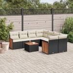 vidaXL Set mobilier de grădină cu perne, 9 piese, negru, poliratan vidaXL Set mobilier de grădină cu perne, 9 piese, negru, poliratan