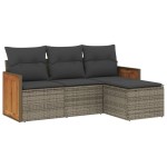 vidaXL Set canapea de grădină cu perne, 4 piese, gri, poliratan vidaXL Set canapea de grădină cu perne, 4 piese, gri, poliratan