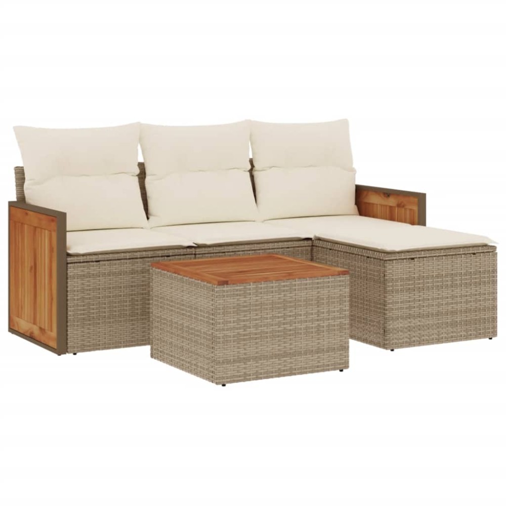 vidaXL Set canapele de grădină cu perne, 5 piese, bej, poliratan