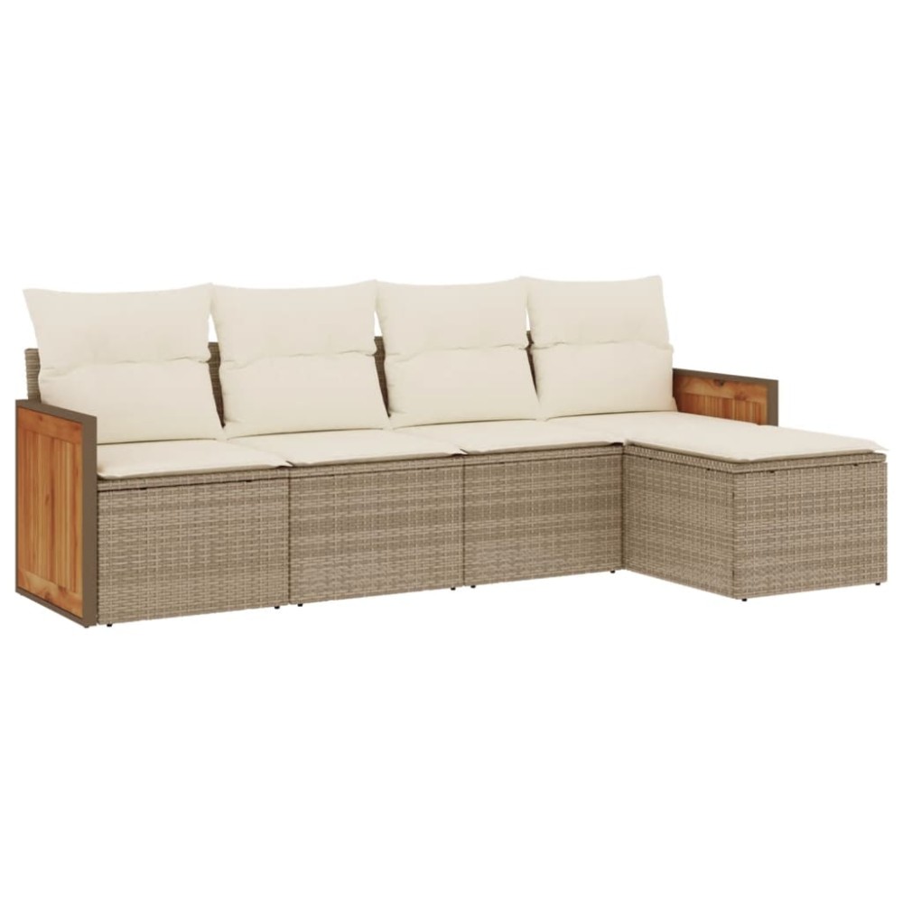 vidaXL Set canapele de grădină cu perne, 5 piese, bej, poliratan