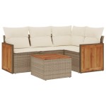 vidaXL Set canapele de grădină cu perne, 5 piese, bej, poliratan vidaXL Set canapele de grădină cu perne, 5 piese, bej, poliratan