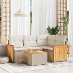 vidaXL Set canapele de grădină cu perne, 5 piese, bej, poliratan vidaXL Set canapele de grădină cu perne, 5 piese, bej, poliratan