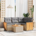 vidaXL Set canapele de grădină cu perne, 5 piese, bej, poliratan vidaXL Set canapele de grădină cu perne, 5 piese, bej, poliratan