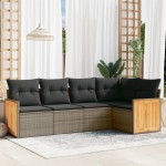 vidaXL Set canapea de grădină cu perne, 5 piese, gri, poliratan vidaXL Set canapea de grădină cu perne, 5 piese, gri, poliratan