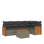 vidaXL Set mobilier grădină cu perne, 6 piese, gri, poliratan vidaXL Set mobilier grădină cu perne, 6 piese, gri, poliratan
