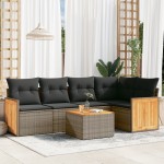 vidaXL Set mobilier grădină cu perne, 6 piese, gri, poliratan vidaXL Set mobilier grădină cu perne, 6 piese, gri, poliratan