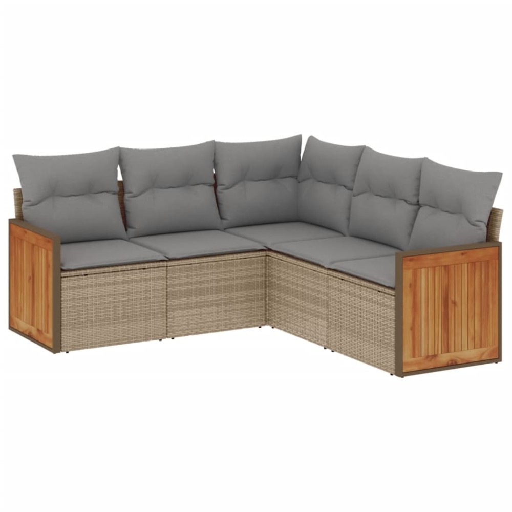 vidaXL Set canapele de grădină cu perne, 5 piese, bej, poliratan