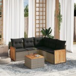 vidaXL Set mobilier grădină cu perne, 6 piese, gri, poliratan vidaXL Set mobilier grădină cu perne, 6 piese, gri, poliratan