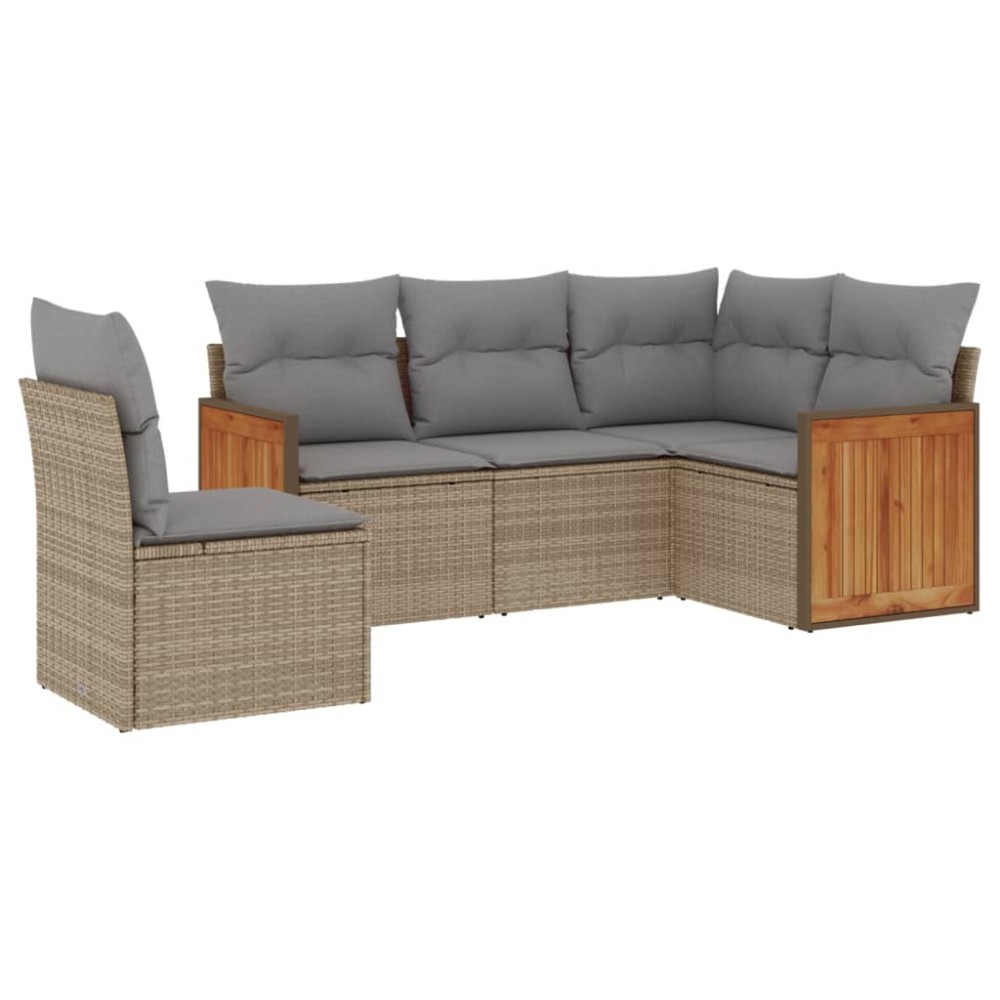 vidaXL Set canapele de grădină cu perne, 5 piese, bej, poliratan