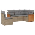 vidaXL Set canapele de grădină cu perne, 5 piese, bej, poliratan
