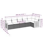 vidaXL Set mobilier grădină cu perne, 6 piese, gri, poliratan