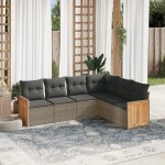 vidaXL Set mobilier grădină cu perne, 6 piese, gri, poliratan vidaXL Set mobilier grădină cu perne, 6 piese, gri, poliratan