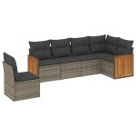vidaXL Set mobilier grădină cu perne, 6 piese, gri, poliratan