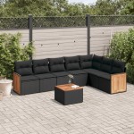 vidaXL Set mobilier de grădină cu perne, 8 piese, negru, poliratan vidaXL Set mobilier de grădină cu perne, 8 piese, negru, poliratan