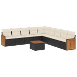 vidaXL Set canapele de grădină cu perne, 10 piese, negru, poliratan vidaXL Set canapele de grădină cu perne, 10 piese, negru, poliratan