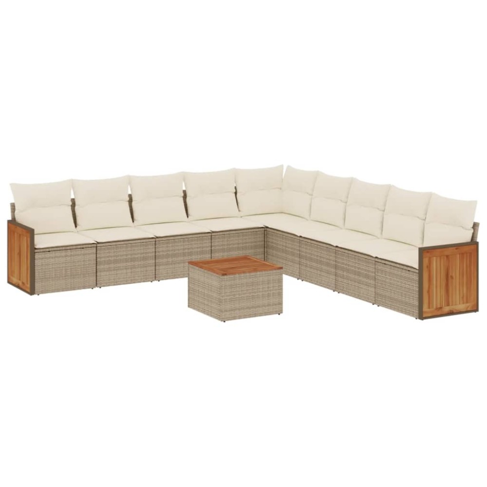 vidaXL Set canapele de grădină cu perne, 10 piese, bej, poliratan