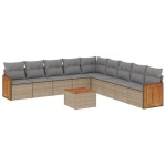 vidaXL Set canapele de grădină cu perne, 10 piese, bej, poliratan