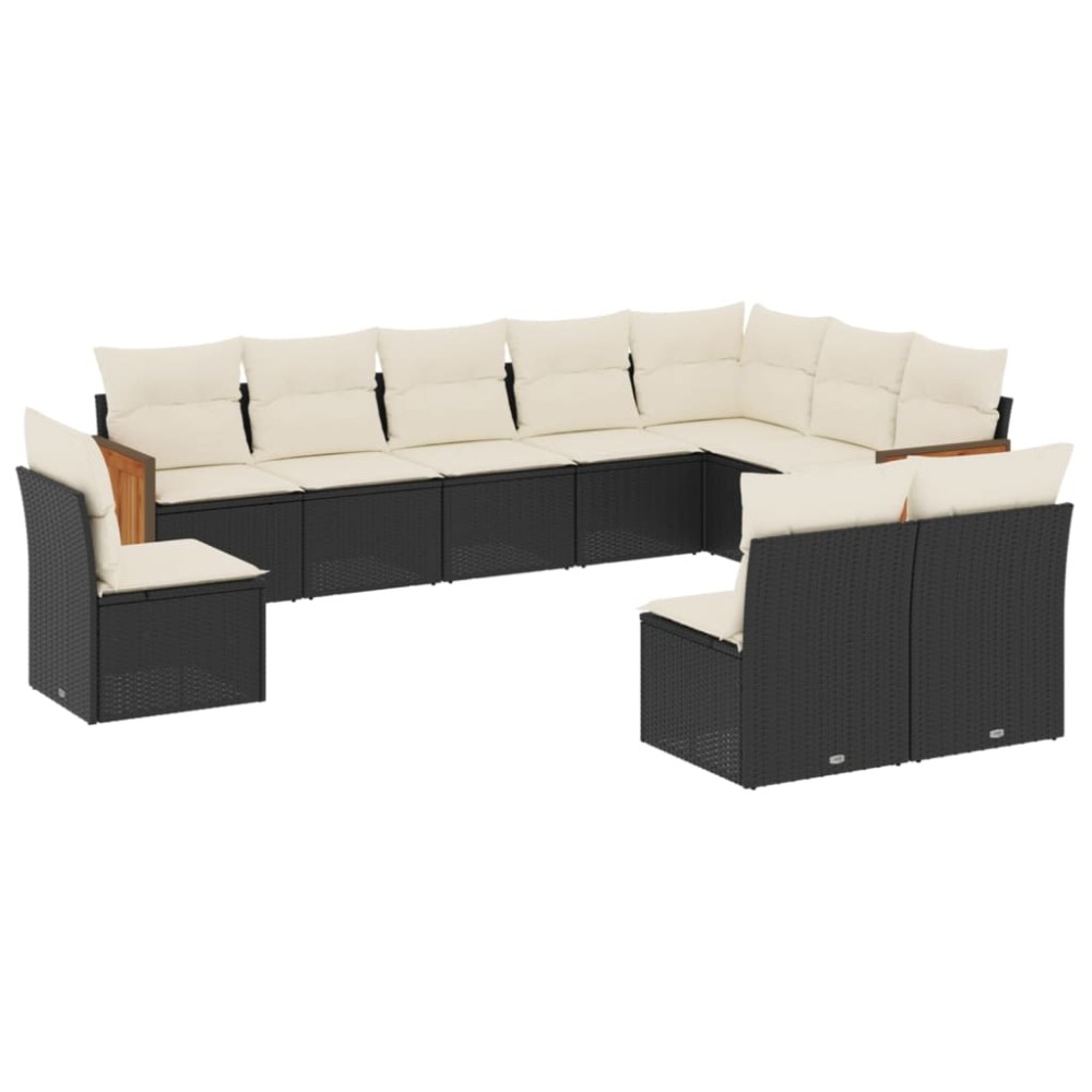 vidaXL Set canapele de grădină cu perne, 10 piese, negru, poliratan