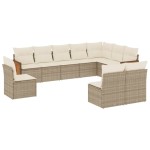 vidaXL Set canapele de grădină cu perne, 10 piese, bej, poliratan