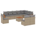 vidaXL Set canapele de grădină cu perne, 11 piese, bej, poliratan vidaXL Set canapele de grădină cu perne, 11 piese, bej, poliratan