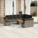 vidaXL Set canapele de grădină cu perne, 11 piese, gri, poliratan vidaXL Set canapele de grădină cu perne, 11 piese, gri, poliratan