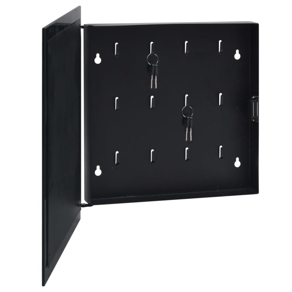 vidaXL Casetă pentru chei cu tablă magnetică, negru, 35 x 35 x 4 cm